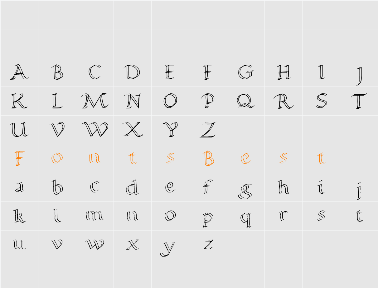 Calligraphy Double Pencil Character Map