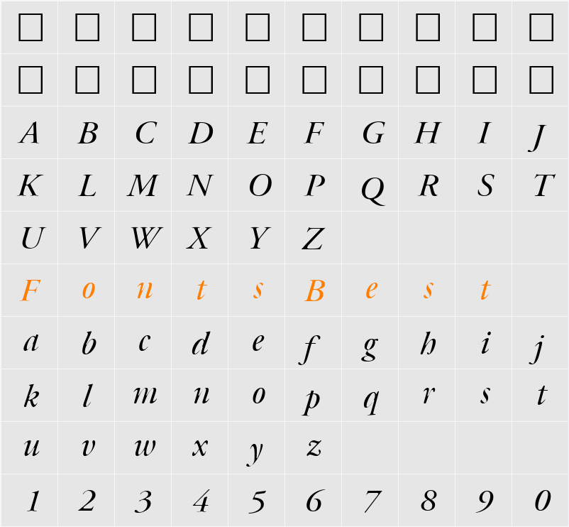 CyrillicGaramond Character Map