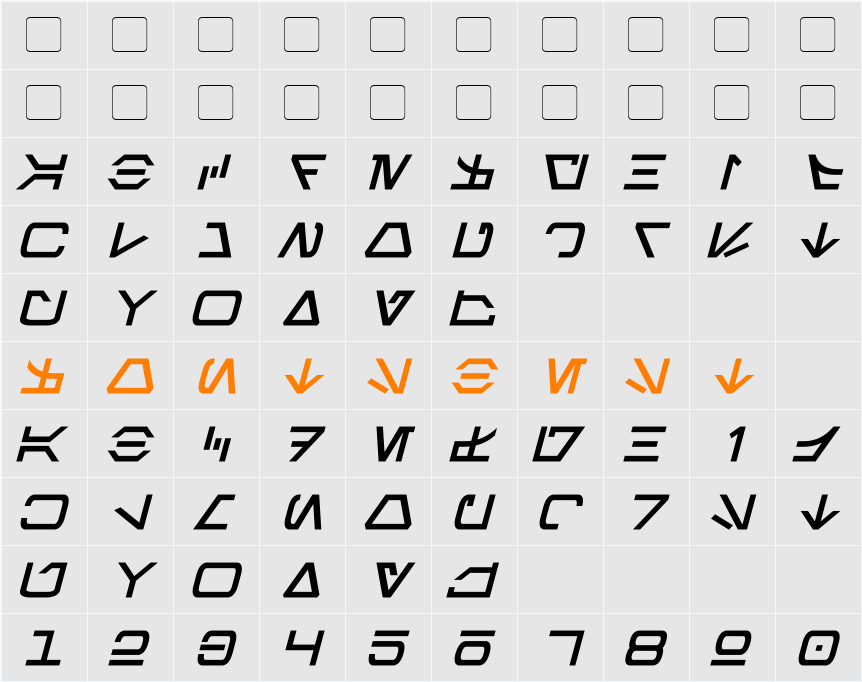 Aurebesh Character Map