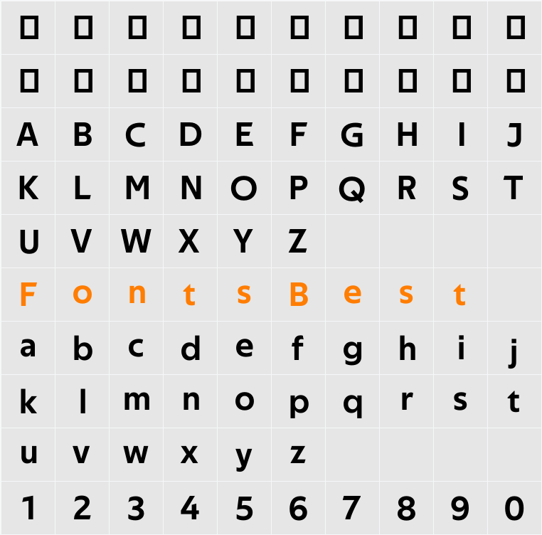 Techna Sans Character Map