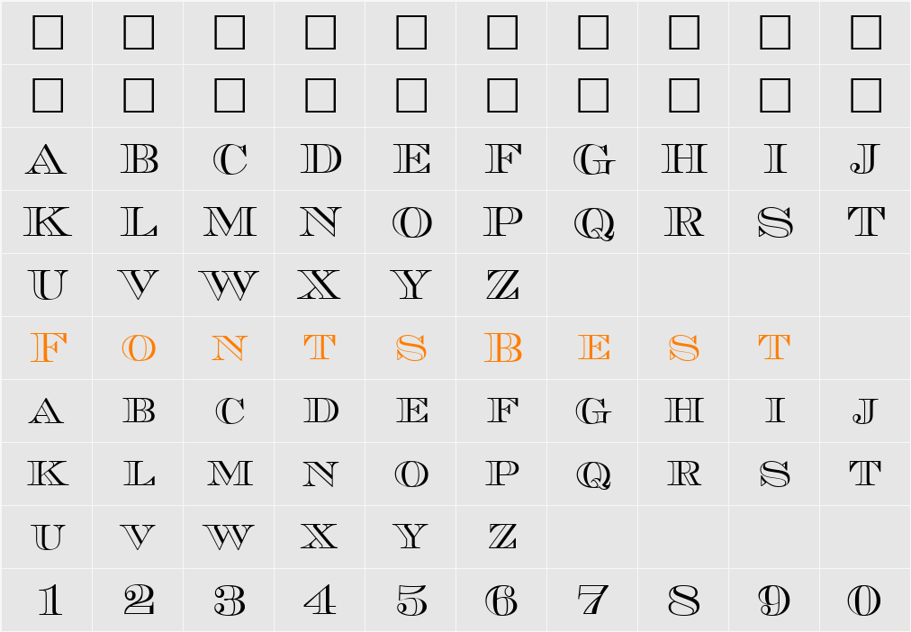 CurrencyOutline Character Map