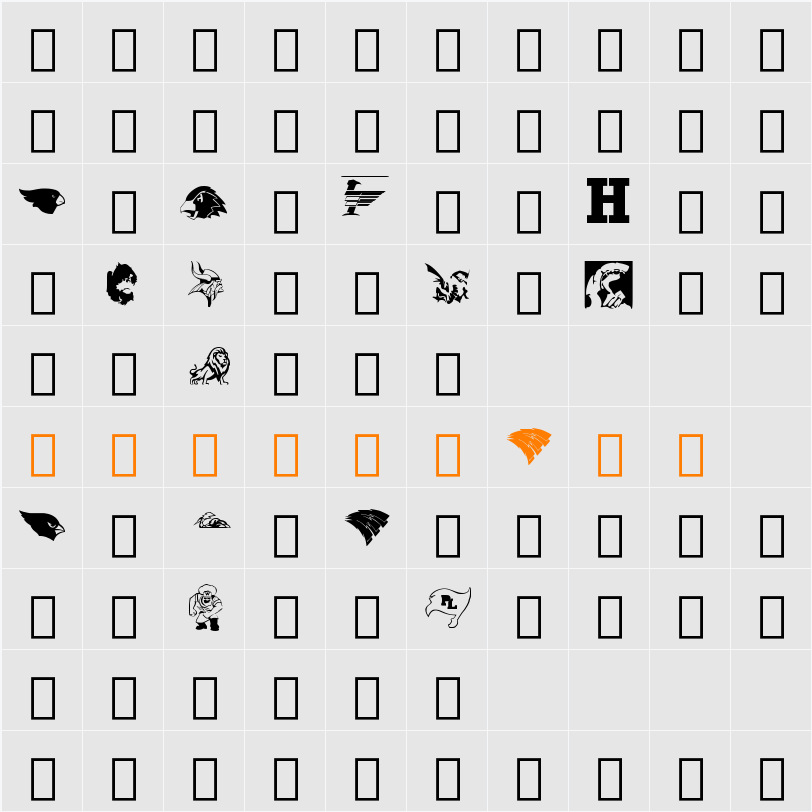 Minnesota High School Logos first font Character Map