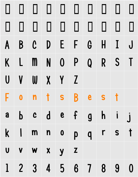 Candy Square BTN Cond Character Map