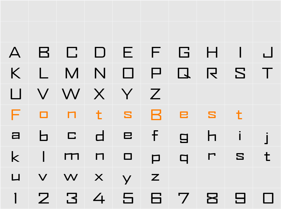 AgencyFB Character Map