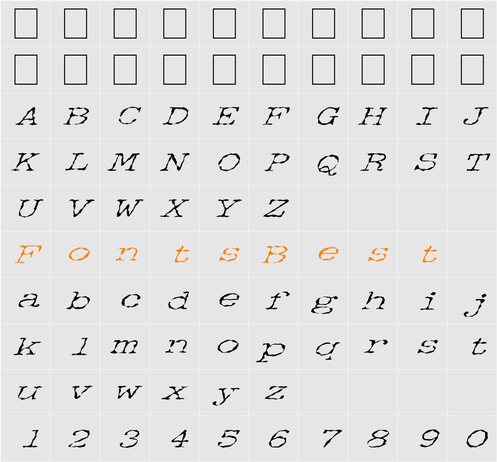 FZ WACKY 34 ITALIC Character Map