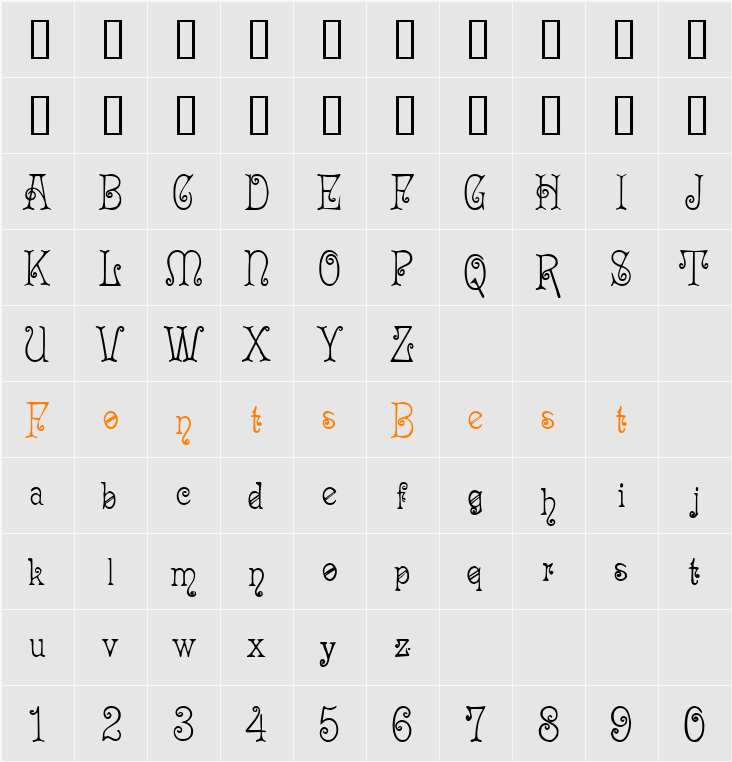 Acadian Character Map