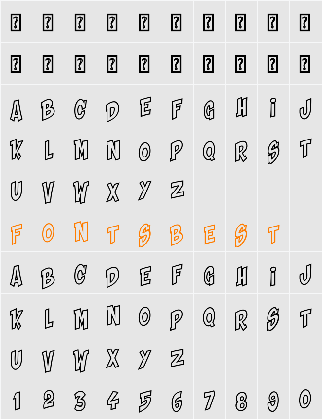 Shaka Pow Upright Hollow Character Map