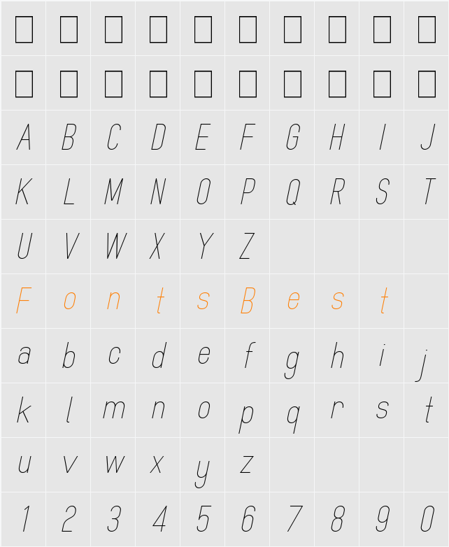 MindBlue Light Character Map