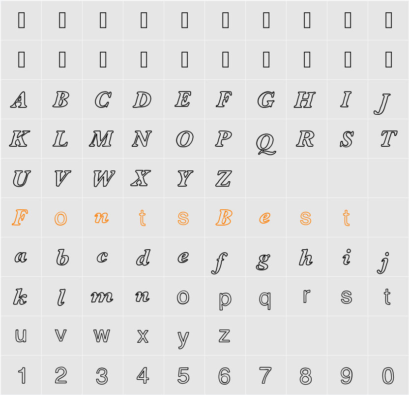 ContourDeLettres Character Map