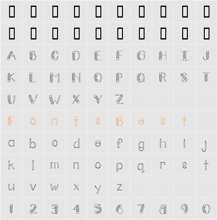 CK Pencils Character Map