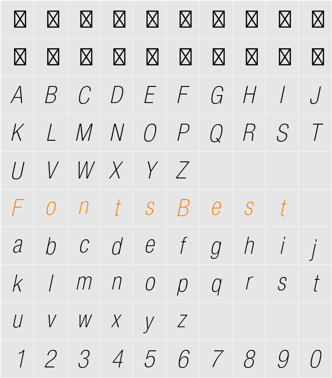 HelveticaNeueLT Std Thin Cn Character Map