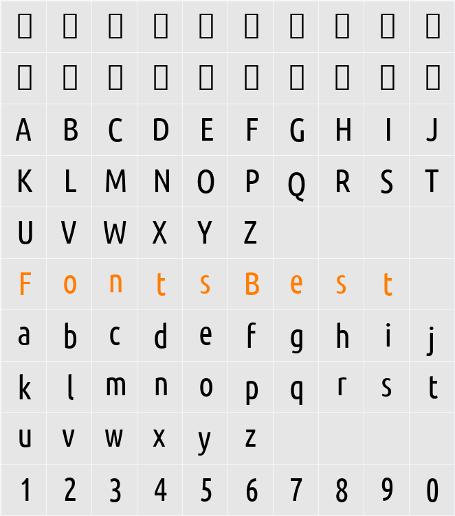 Ubuntu Condensed Character Map