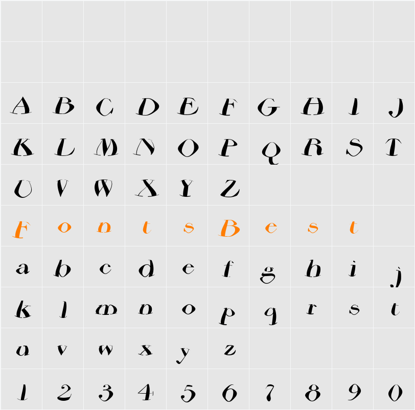 AirdriedParmaFont Character Map