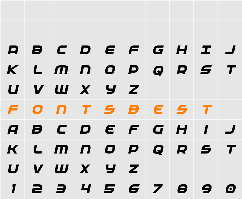 Federal Service ExtraBold Italic Character Map