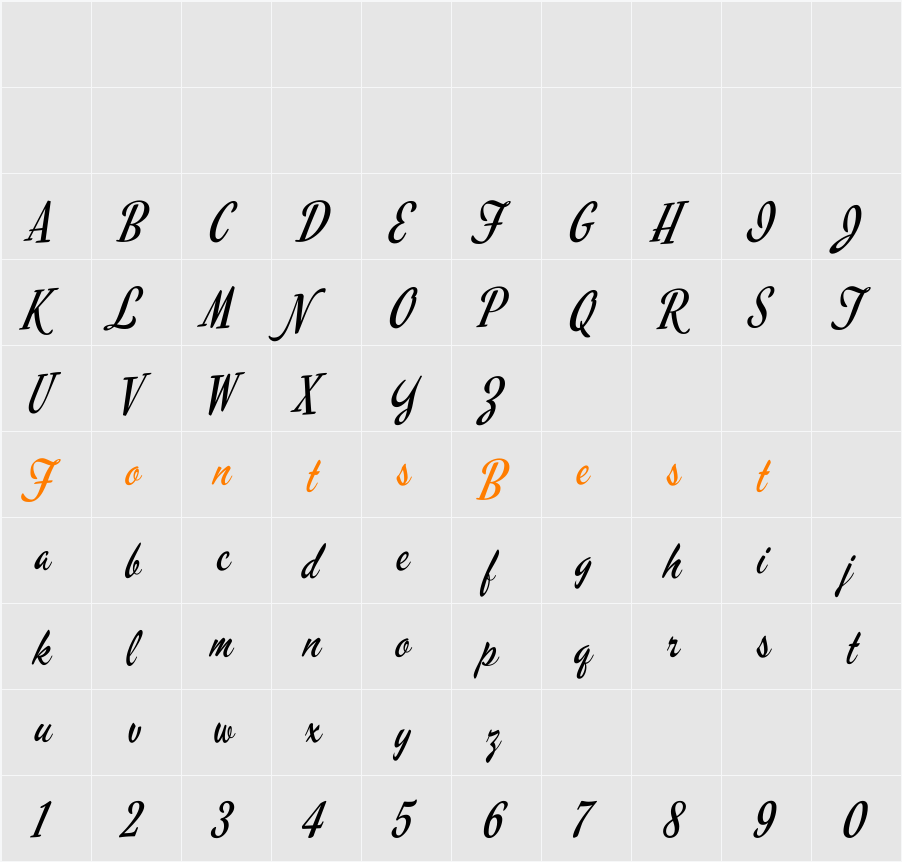 Mervale Script Character Map