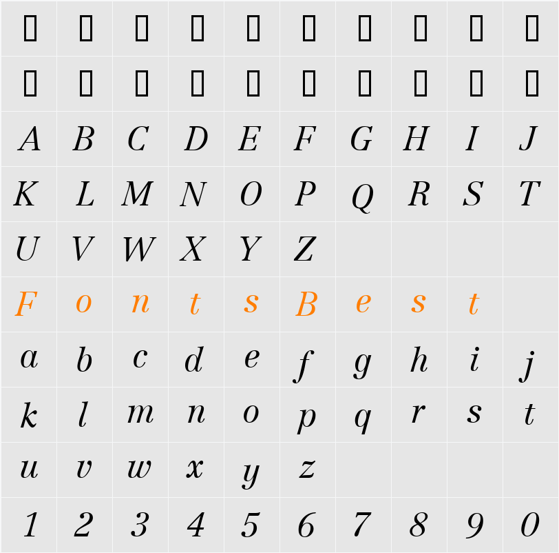 CenturyRepriseLightSSi Character Map