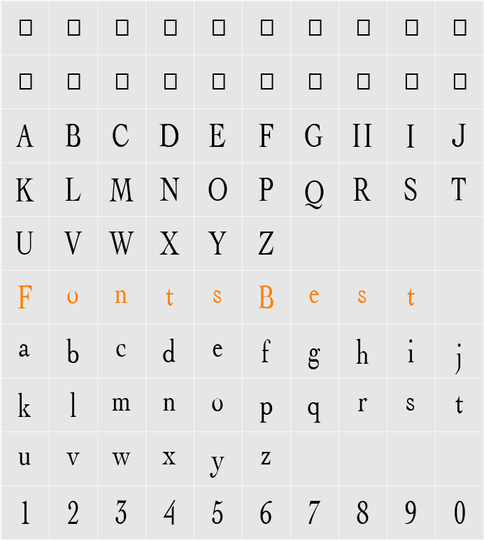 FZ ROMAN 15 Character Map