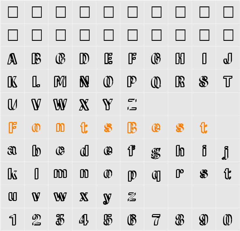 CW Roundwrite Normal Character Map