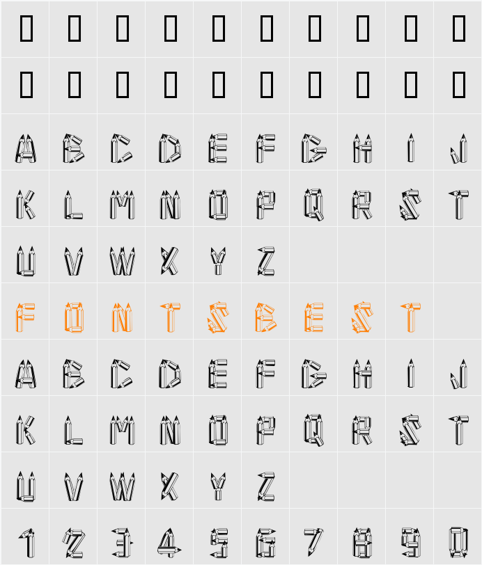 AlphaPencils Character Map