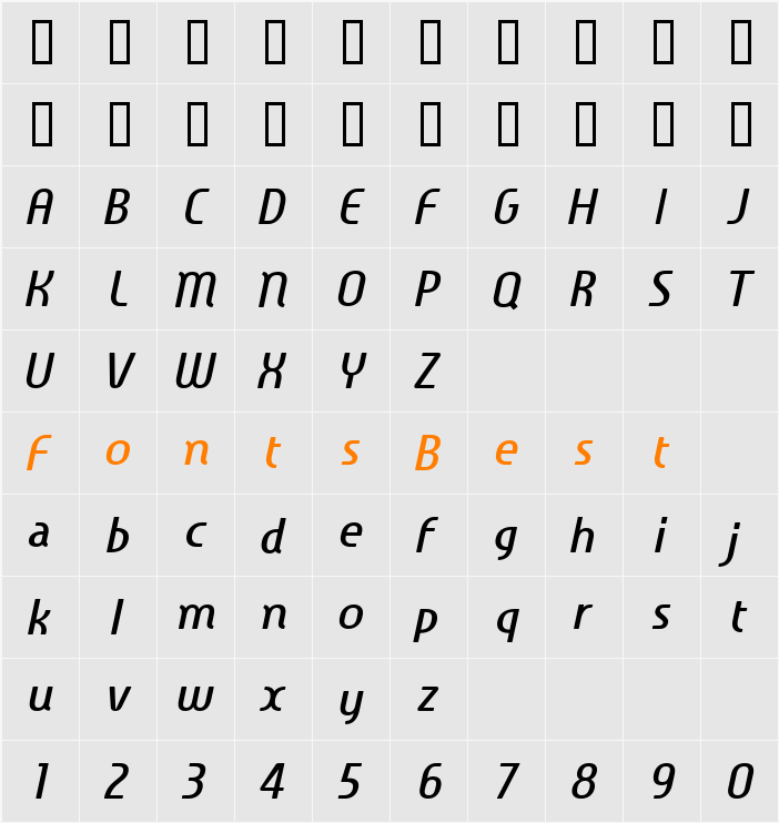 Familian Elder Oblique Character Map