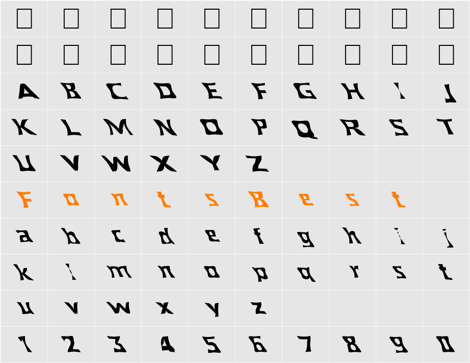 FZ WARPED 40 LEFTY Character Map