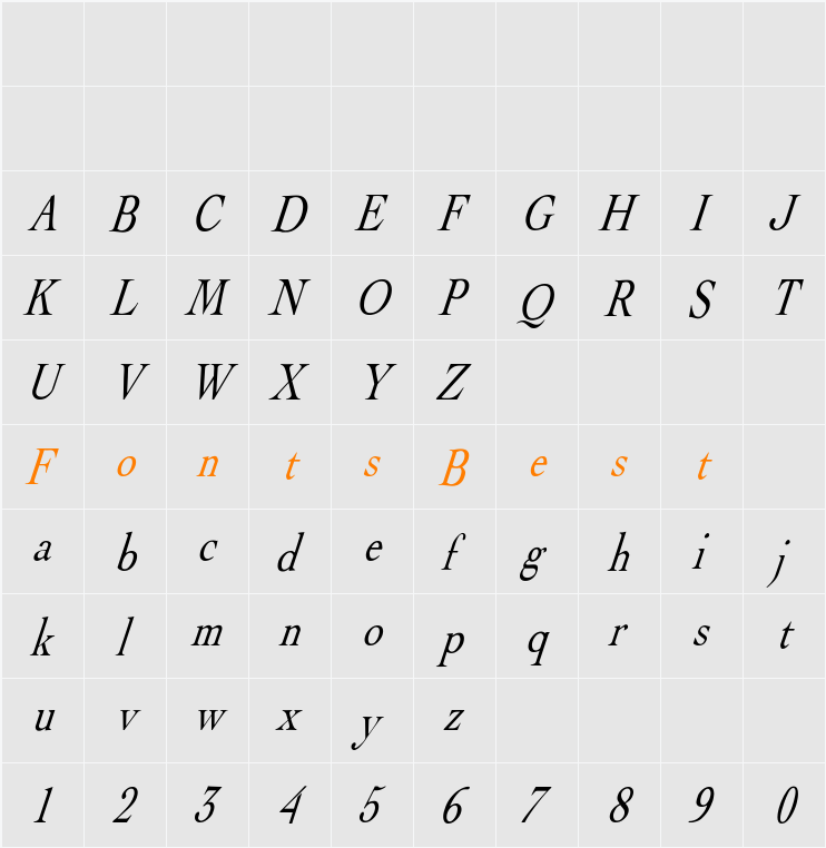 Albatross-Italic Character Map