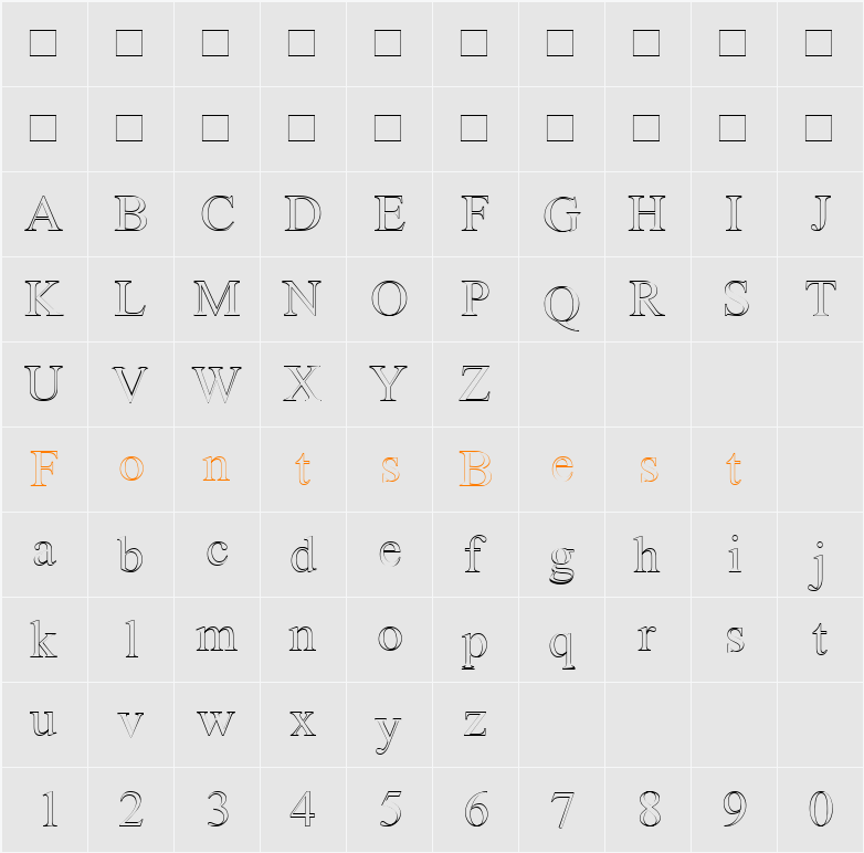 Amerton Outline Character Map