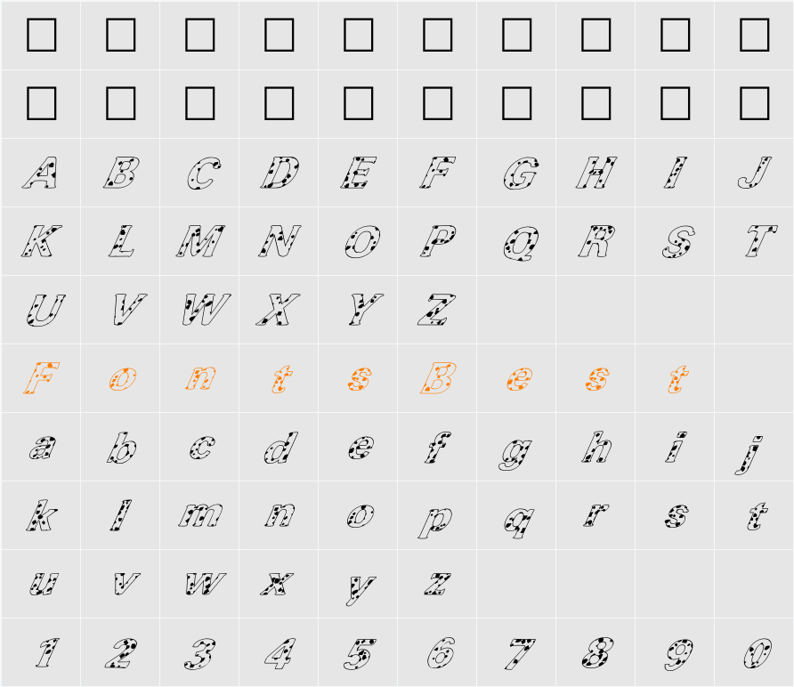 FZ ROMAN 37 SPOTTED ITALIC Character Map