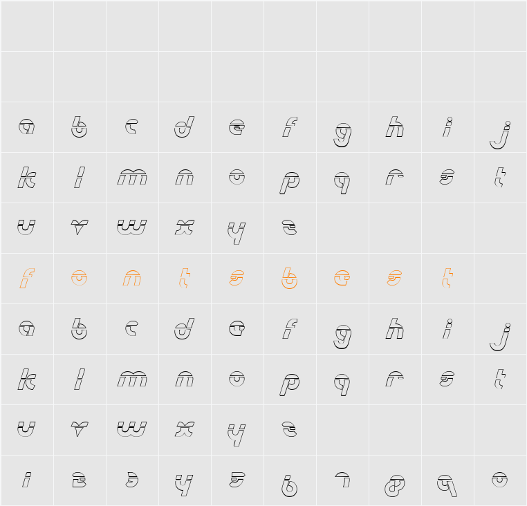 Metroplex Outline Laser Character Map