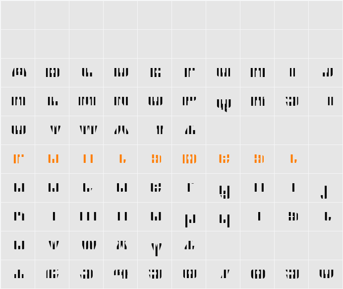 CFB1 American Patriot SPANGLE 2 Character Map