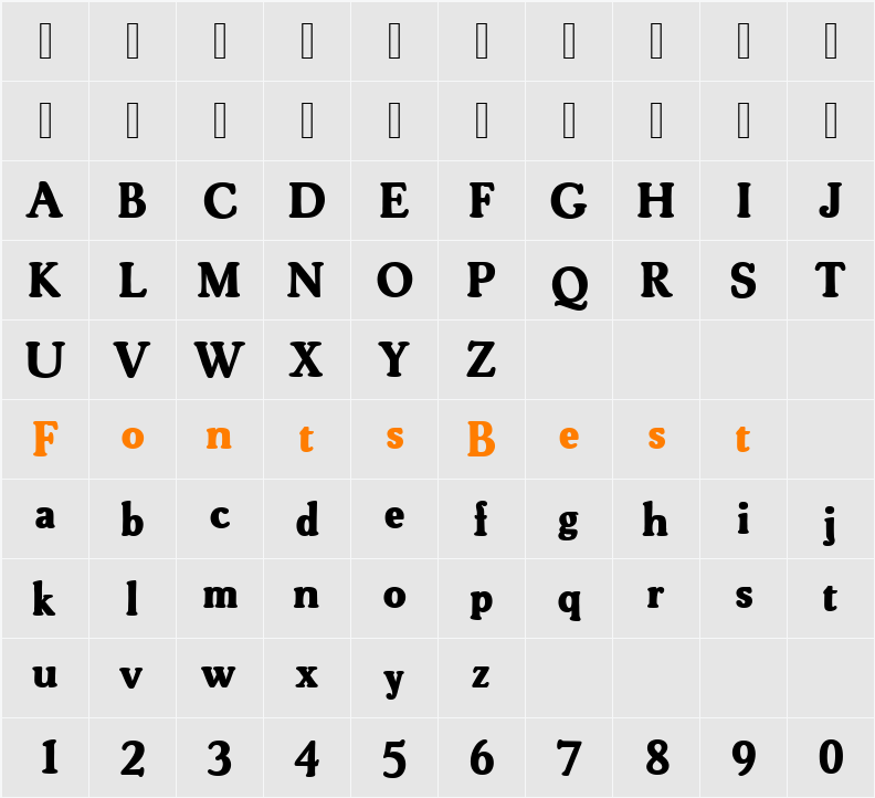 CooperOldStyURWTBol Character Map