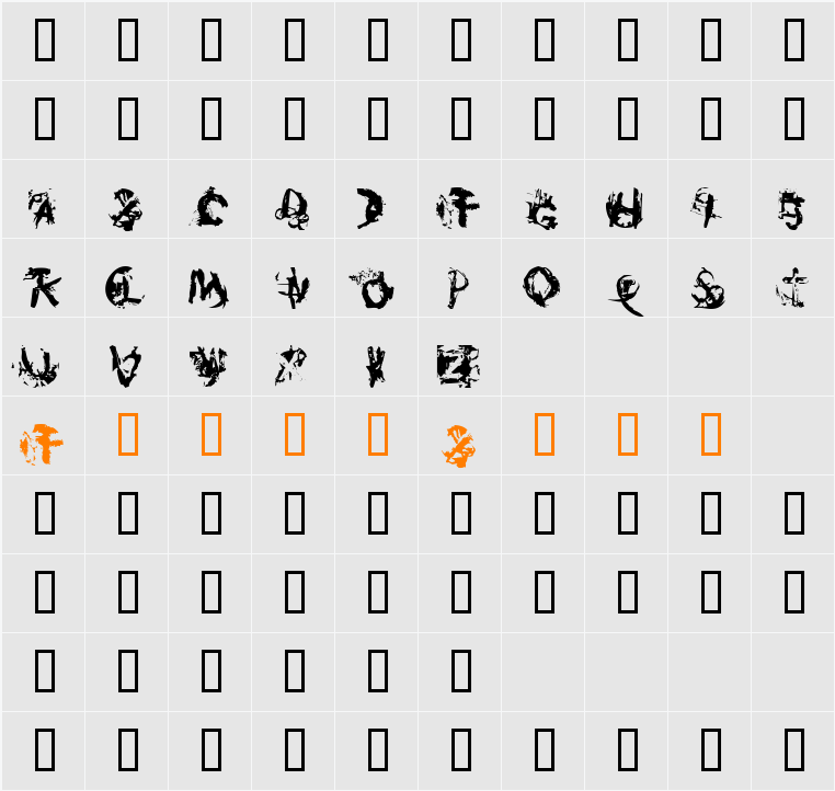 Burnfont Character Map