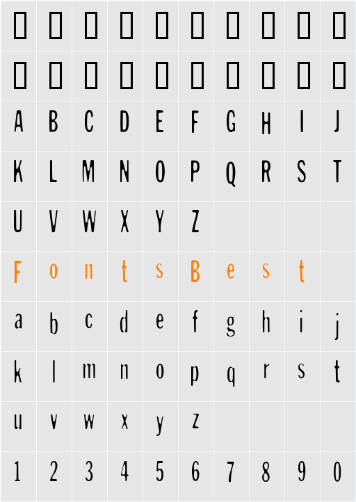 Andreas Sans Cnd Character Map