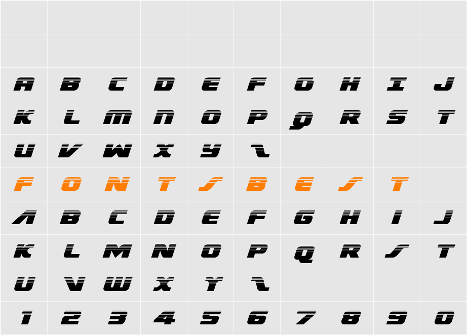 Federal Escort Halftone Italic Character Map