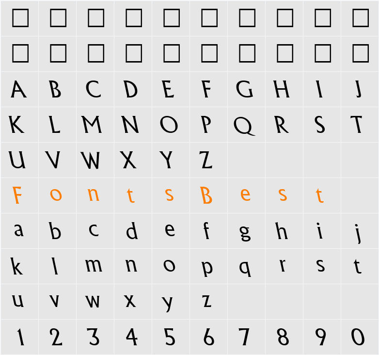 AlbertaBackslantLight Character Map