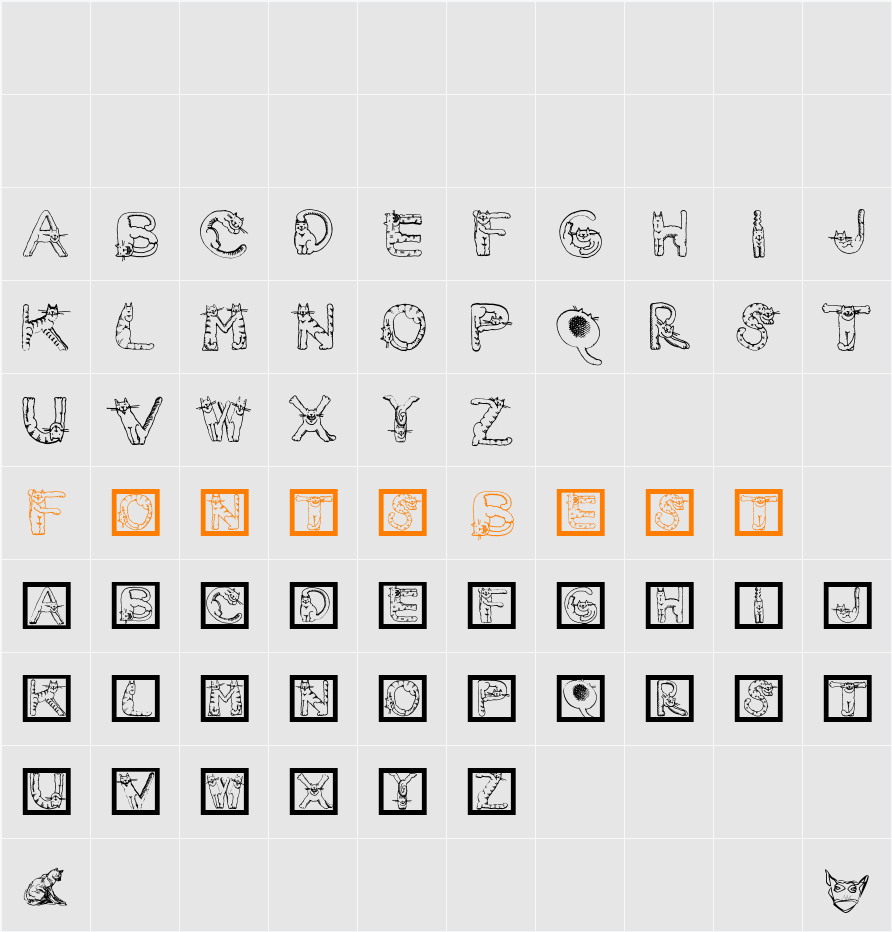 CatsAlphabet Character Map