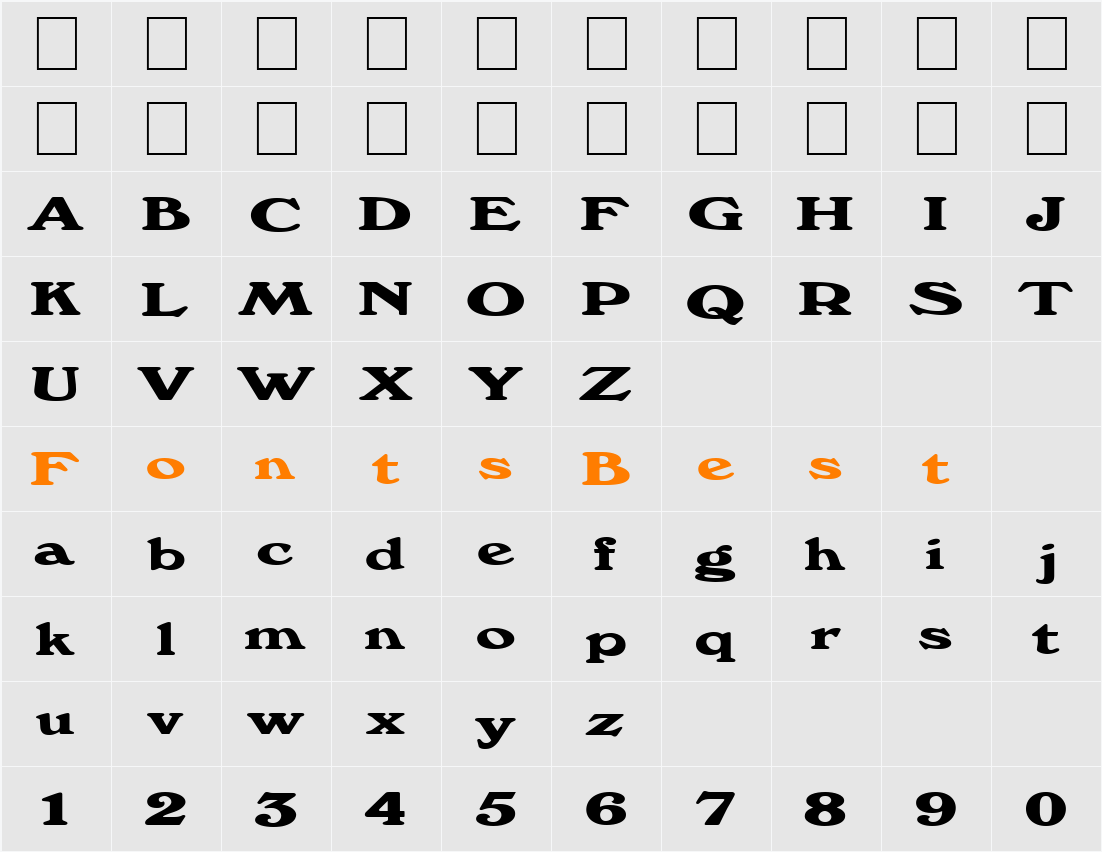 FZ ROMAN 12 EX Character Map