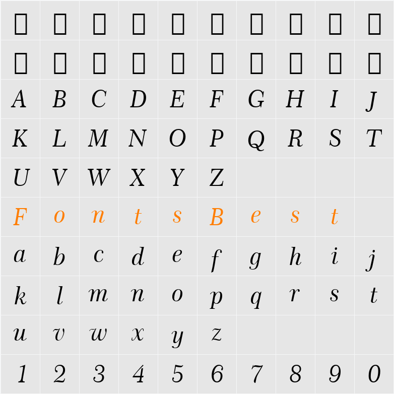 Century751 No2 BT Character Map