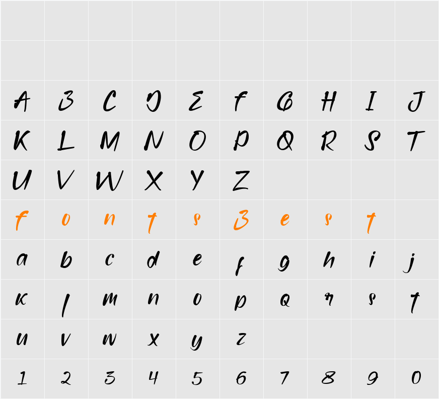 bridamount Character Map