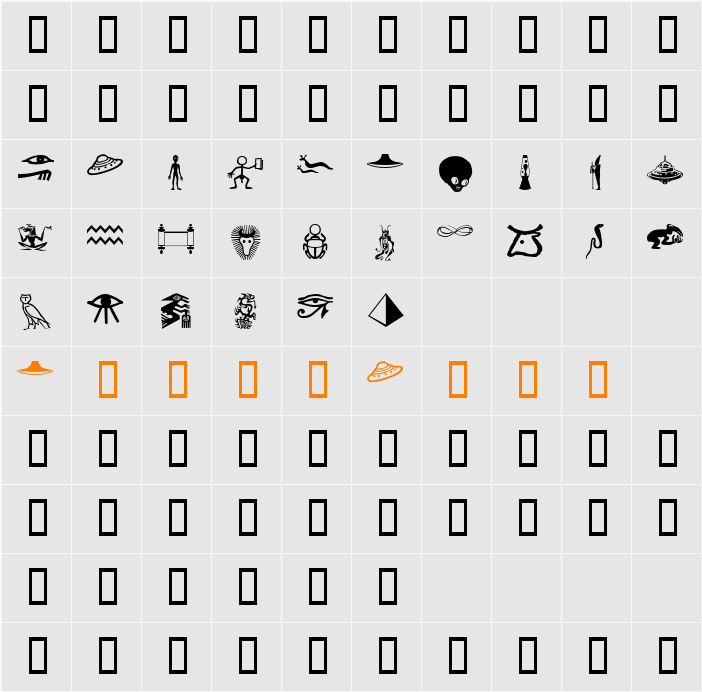 IsisDings Character Map