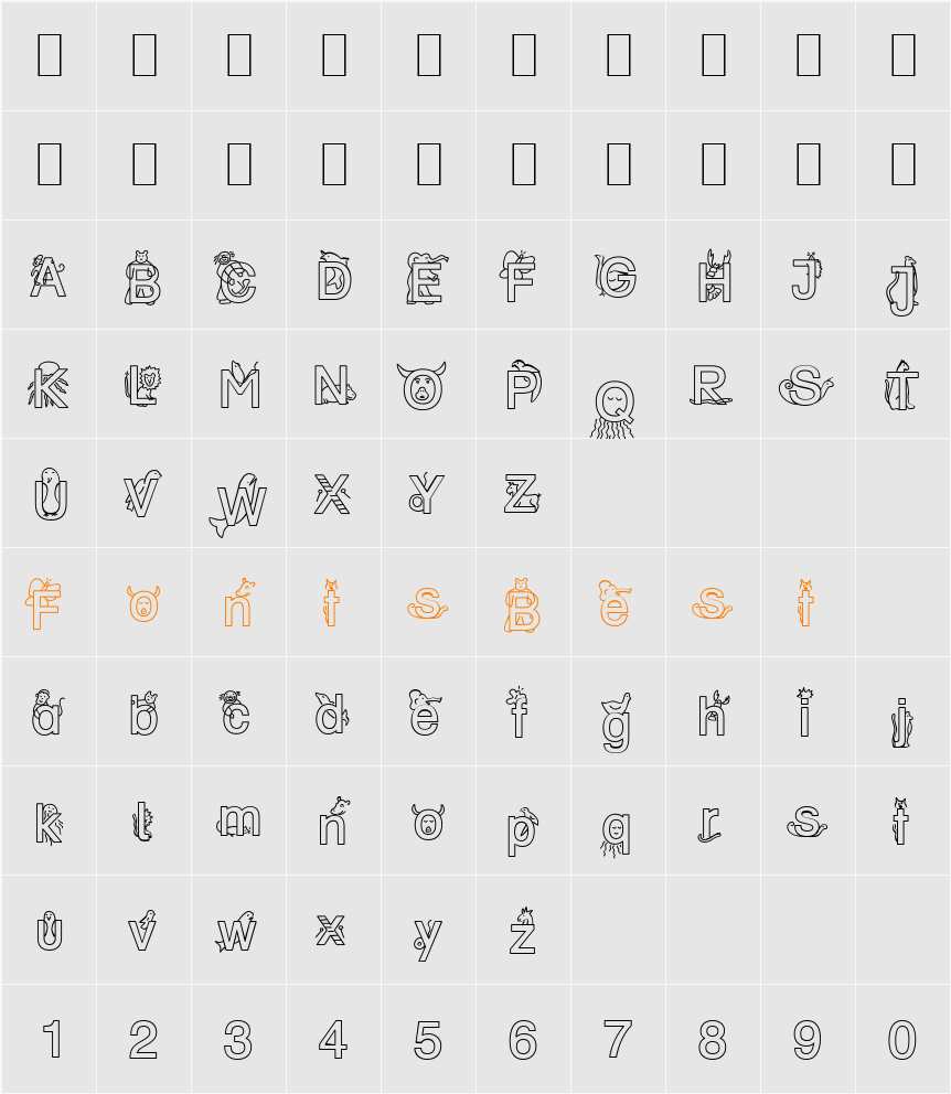 DR BY 1 Becker Character Map