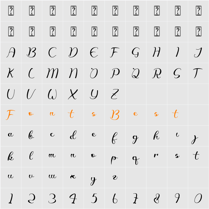 lovebird - Personal Use Character Map