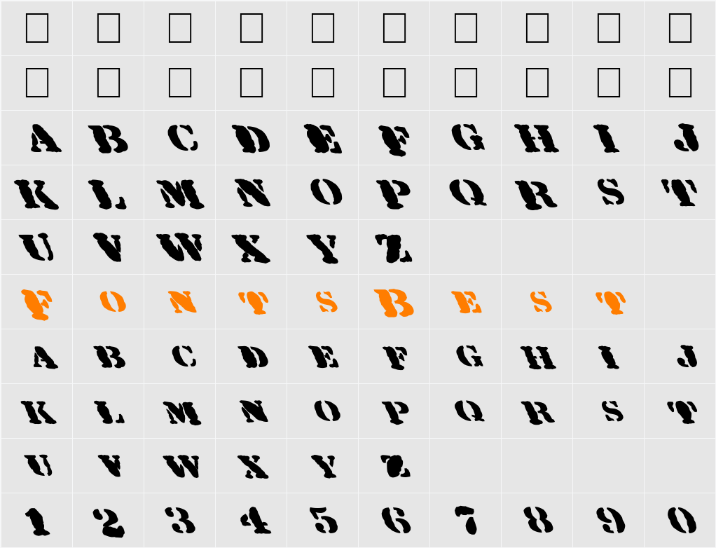 FZ UNIQUE 25 MANGLED LEFTY Character Map