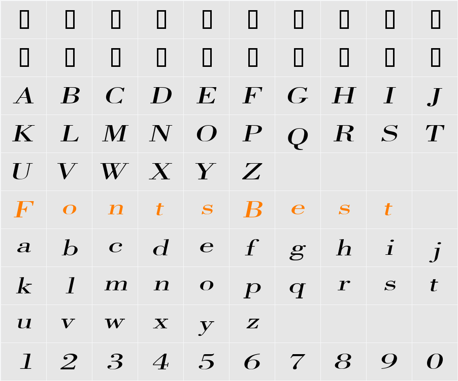 CapelliExtended Character Map