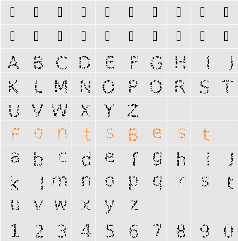 AGLRY Space 1 Character Map