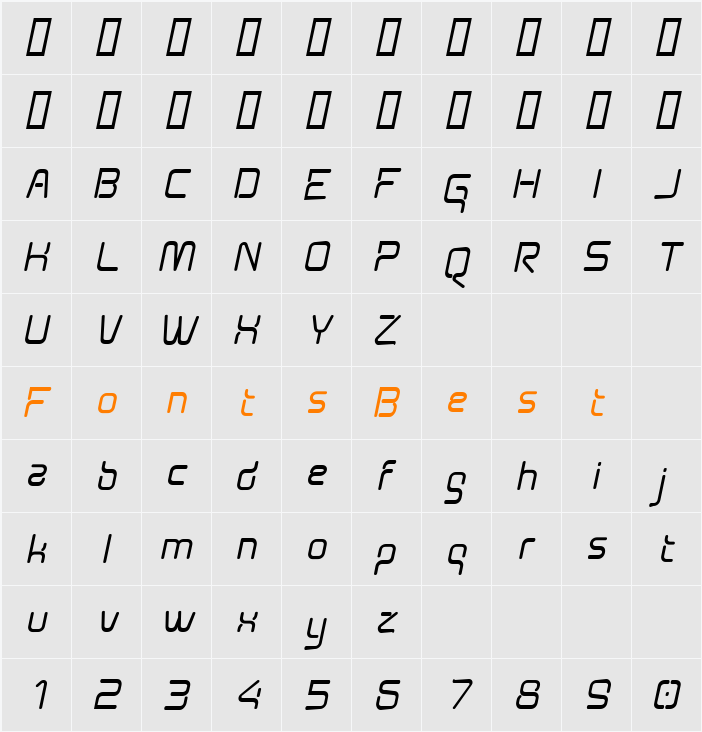 Aunchanted Bold Oblique Character Map