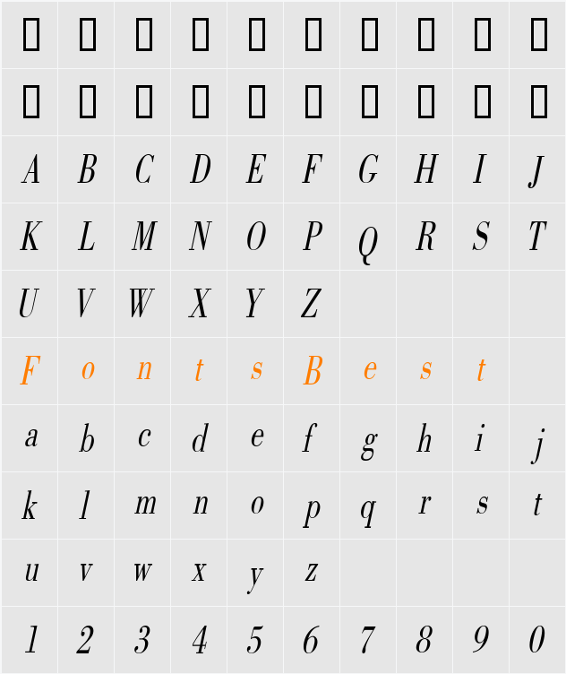 CapelliCondensed Character Map