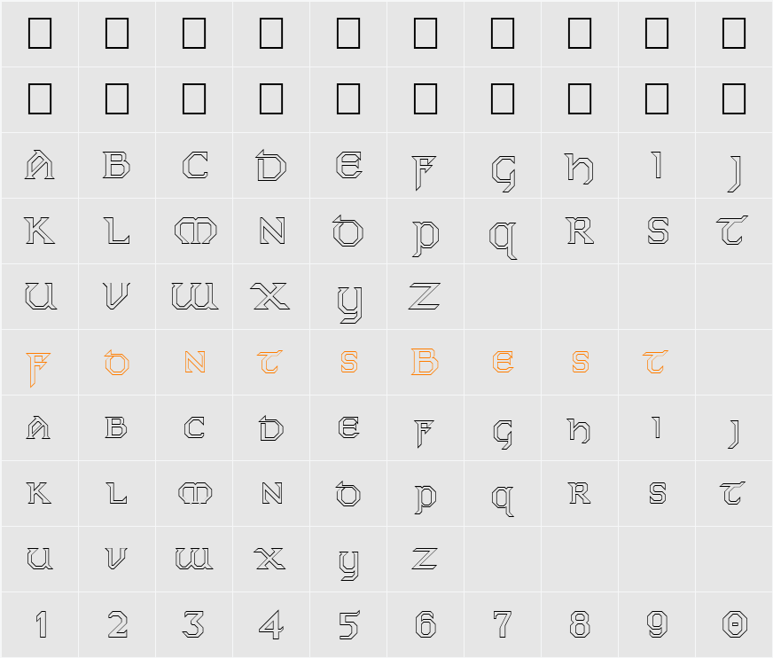 FZ JAZZY 31 HOLLOW Character Map