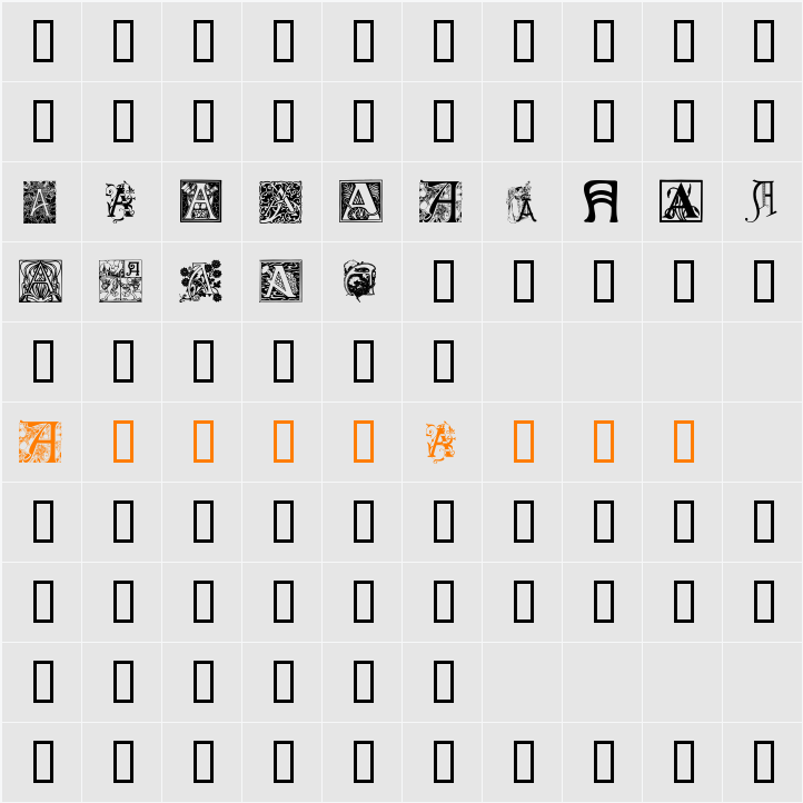 Art Nouveau Initials A Character Map