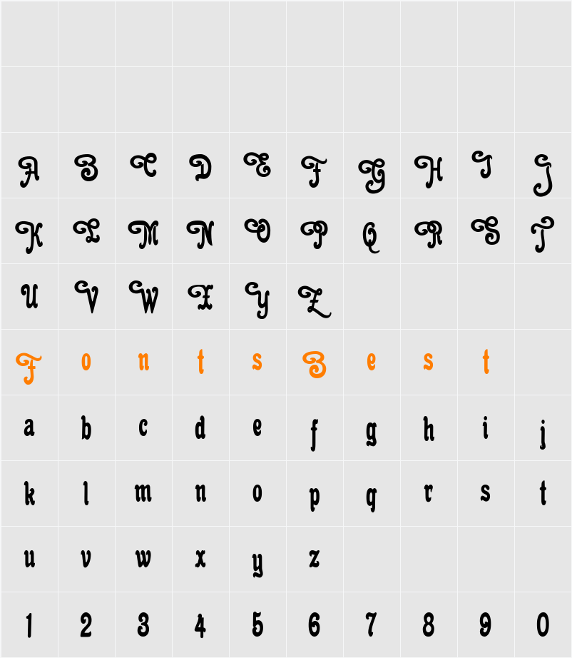 Cacao Plain Swashes Character Map